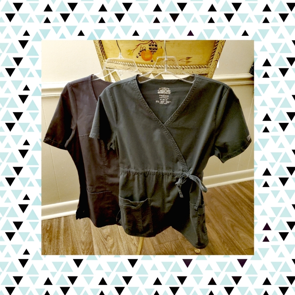 S + XS Gray Cherokee Scrub Tops